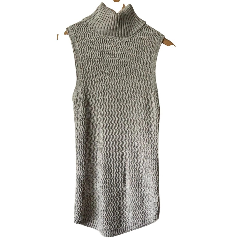 Gray Knit Sleeveless Turtleneck Women's Breathable 100% Cotton Women’s XS